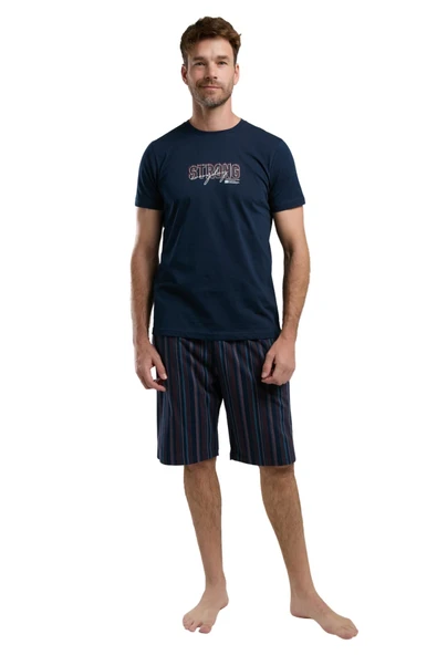 Arnetta Erkek Lacivert Kısa Kol Bermuda Pijama Takım 3356 - Resim 2