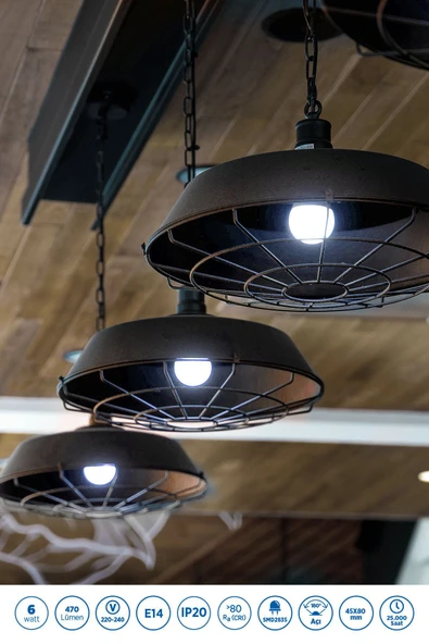 RTL09201 Rother G45 LED Ampul 6W E14 470 Lümen 6000K Beyaz Işık Enerji Tasarruflu Ampul 5 Adet - Resim 3