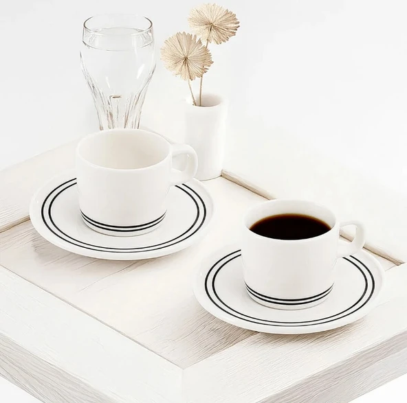 Güral Porselen Mental 4 Parça Kahve Fincan Takımı Siyah