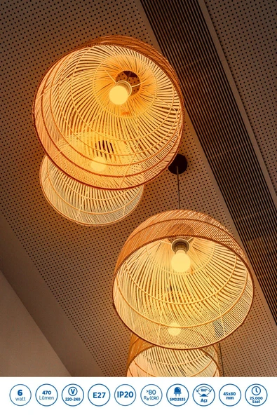 RTL09121-10 Rother G45 LED Ampul 6W E27 470 Lümen 3000K Sarı Işık Enerji Tasarruflu Ampul 10 Adet - Resim 3