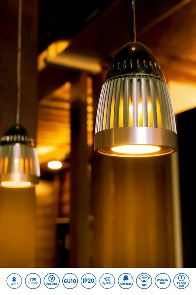 RTL11123-5 Rother GU10 LED Spot Ampul 8W 700 Lümen 3000K Sarı Işık Enerji Tasarruflu Ampul 5 Adet - Resim 3