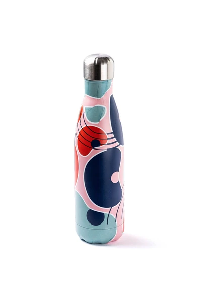 Tantitoni Yuvarlak Desenli Paslanmaz Çelik Şişe Termos 500ml - Resim 2