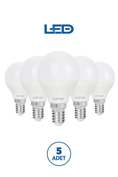 RTL09211-5 Rother G45 LED Ampul 6W E14 470 Lümen 4000K Gün Işığı Enerji Tasarruflu Ampul 5 Adet ürün görseli