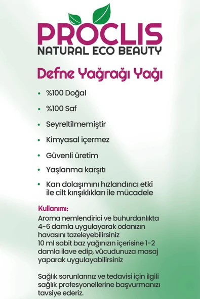 PROCLİS  Defne Yaprağı Yağı, %100 Doğal Uçucu Yağ, Laurel Leaf Oil 10 ml Sprey Başlıklı - 5