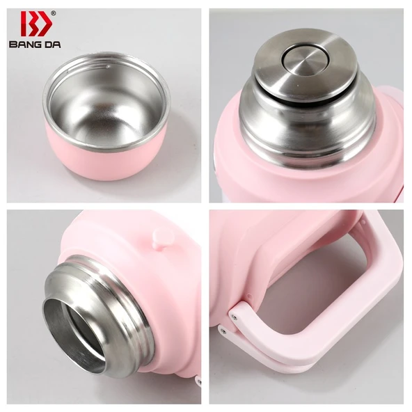 Tantitoni Pembe Askılı Ve Tutacaklı Paslanmaz Çelik Termos 800ml - Resim 2