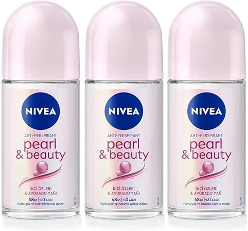 NIVEA Kadın Roll-on Deodorant Pearl&Beauty 50ml, 48 Saat Anti-perspirant Ter Koruması, X3 Adet P07293 ürün görseli