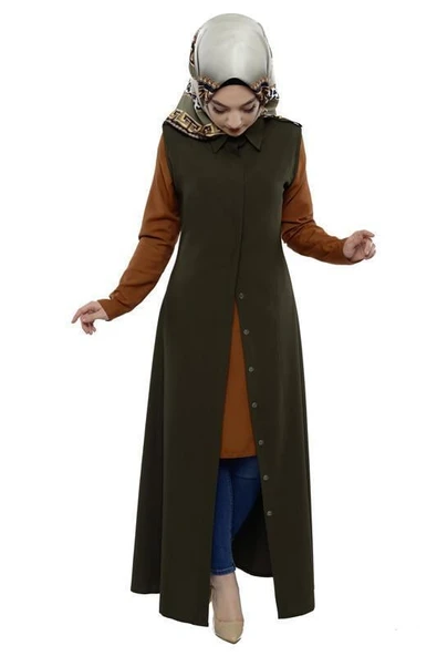 Moda Çizgi Yakalı Yelek - 3