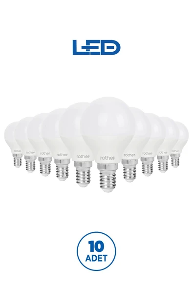RTL09201-10 Rother G45 LED Ampul 6W E14 470 Lümen 6000K Beyaz Işık Enerji Tasarruflu Ampul 10 Adet ürün görseli