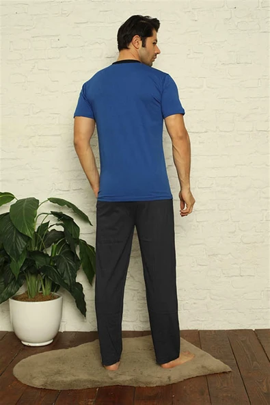 Moda Çizgi Erkek Sax 3'lü Pijama Takım 6823 - Resim 5