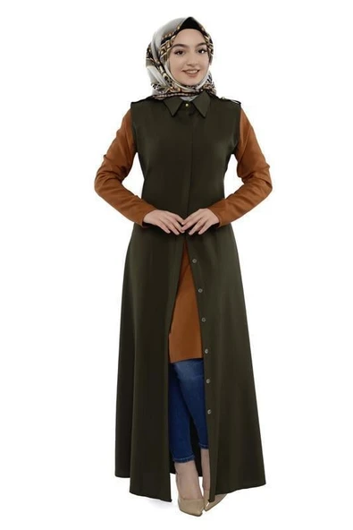 Moda Çizgi Yakalı Yelek - 2