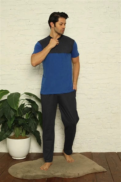 Moda Çizgi Erkek Sax 3'lü Pijama Takım 6823 - Resim 2