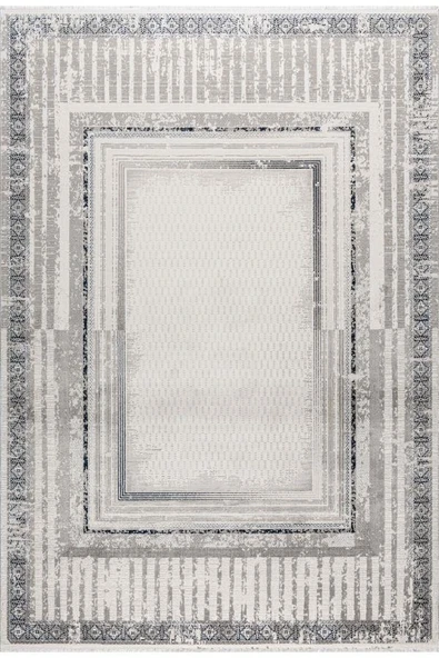 Pastel Halı Kratos 75972-30 Gri Akrilik Salon Oturma Yatak Odası Halısı ürün görseli 1