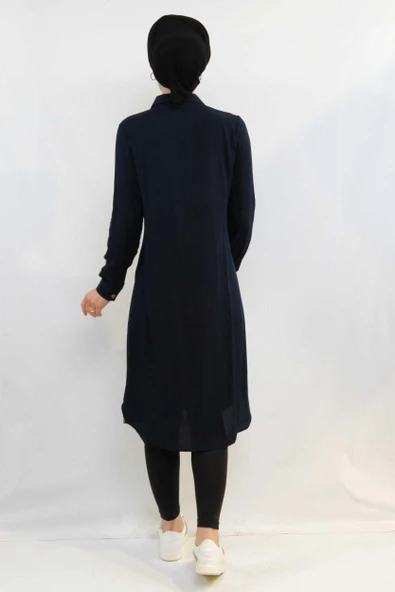 Moda Çizgi Tunik Gömlek Lacivert - 3