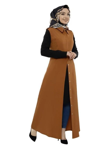 Moda Çizgi Yakalı Yelek - 2