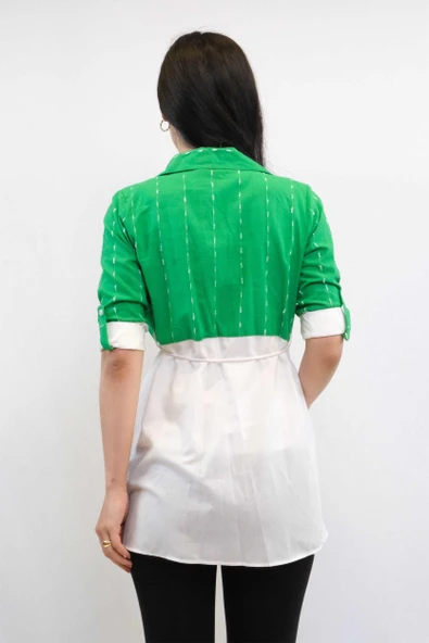 Moda Çizgi Pıt Pıt Desen İkili Takım Yeşil - 2