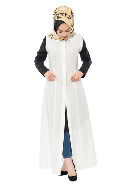 Moda Çizgi Yakalı Yelek - 2