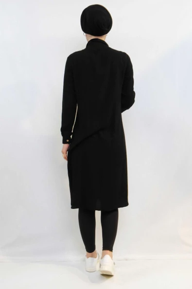 Moda Çizgi Tunik Gömlek Siyah - 2