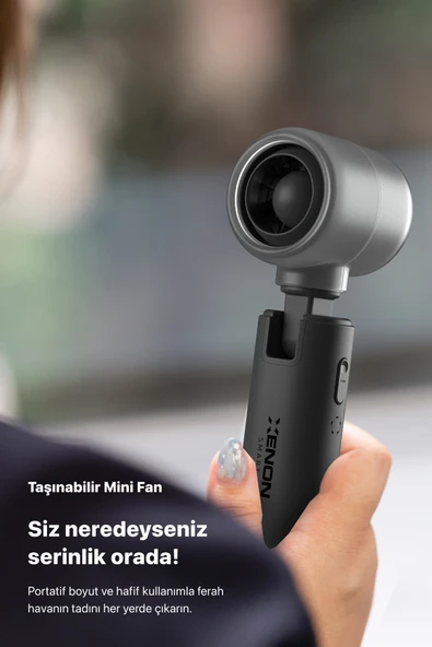 Xenon Smart Taşınabilir Şarjlı 5 Kademeli El Fanı 7 Saat Kullanım 14000 RPM Sessiz Mini Vantilatör Gri X6101 - 6