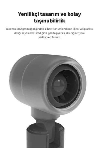 Xenon Smart Taşınabilir Şarjlı 5 Kademeli El Fanı 7 Saat Kullanım 14000 RPM Sessiz Mini Vantilatör Gri X6101 - 4