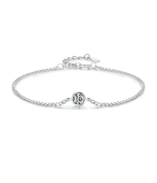 0.30 Karat Yuvarlak Moissanite Taşlı Kadın Gümüş Bileklik ürün görseli