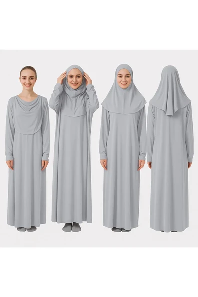 ZEHRANAZ NAMAZ ELBİSESİ Namaz Elbisesi (Açık Gri) ürün görseli