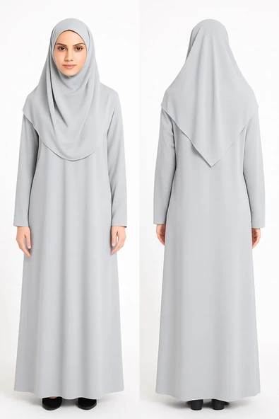 ZEHRANAZ NAMAZ ELBİSESİ Namaz Elbisesi (Açık Gri) - Resim 2