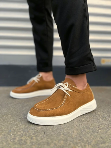 JET-170 Tornado Bağcıklı Süet Erkek Günlük Spor Klasik Ayakkabı SBT - Taba - Resim 2