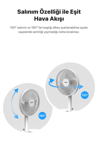 Xenon Smart Taşınabilir Şarjlı Vantilatör 24 Saat Kullanım 3 Kademeli 180 Sessiz Ayaklı Katlanabilir Fan X6103 - 9