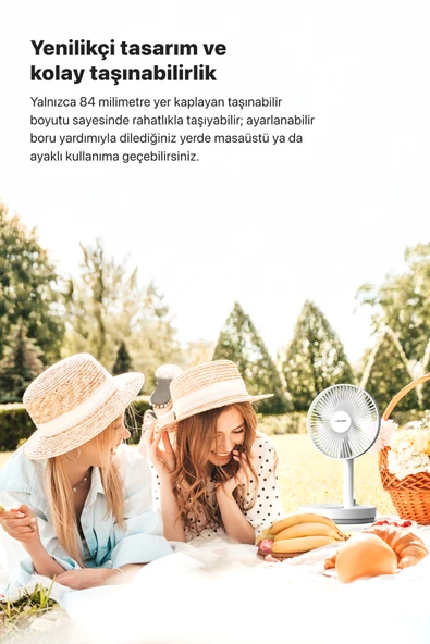 Xenon Smart Taşınabilir Şarjlı Vantilatör 24 Saat Kullanım 3 Kademeli 180 Sessiz Ayaklı Katlanabilir Fan X6103 - 6