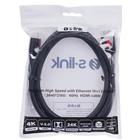 S-Link SL-HDM4K011 19+1 V2.0 4K 60Hz 1.5 Metre Hdmi Kablo - 4