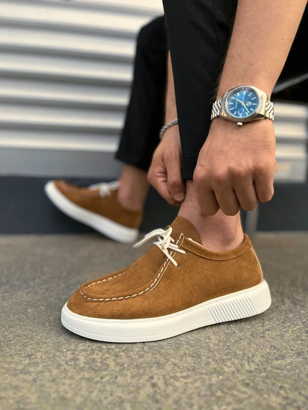 JET-170 Tornado Bağcıklı Süet Erkek Günlük Spor Klasik Ayakkabı SBT - Taba - Resim 3