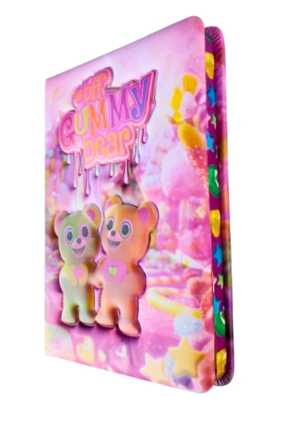 Puffy Cute kokulu  Not Defteri 13 x 18 cm 96 Ypr. çizgili sevimli ayılar - Resim 2