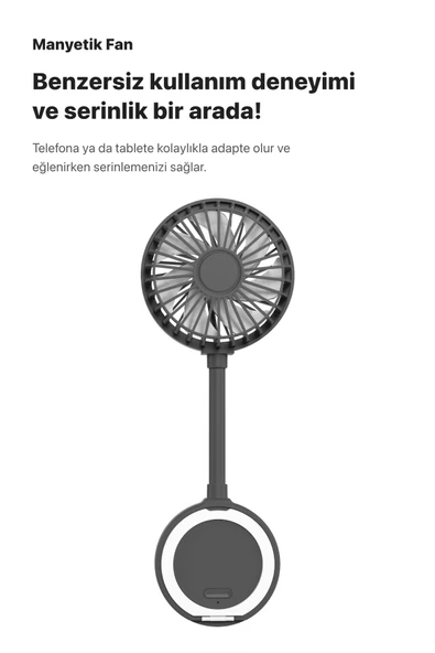 Xenon Smart Manyetik Fan Şarj Edilebilir 3 Kademeli 5800 RPM Mıknatıslı MagSafe Telefon Vantilatörü Gri X6104 - 4
