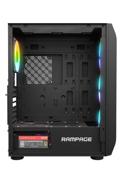 HOLLOW 650W 80+ 4*12cm ARGB Fan+Kontrolcü Temperli Camlı Mid-T Gaming Oyuncu Kasası - Resim 4