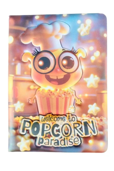 Puffy Cute kokulu  Not Defteri 13 x 18 cm 96 Ypr. çizgili popcorn ürün görseli 1