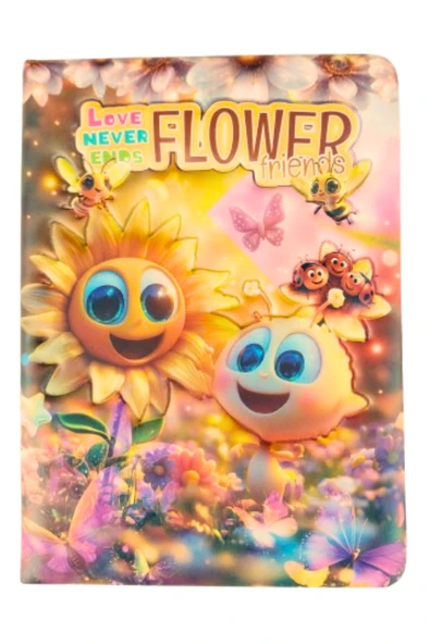 Puffy Cute kokulu  Not Defteri 13 x 18 cm 96 Ypr. çizgili çiçekler ürün görseli 1