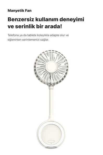 Xenon Smart Manyetik Fan Şarj Edilebilir 3 Kademeli 5800 RPM Mıknatıslı MagSafe Telefon Vantilatörü Beyaz X6104 - 3