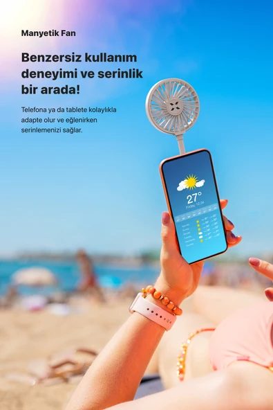 Xenon Smart Manyetik Fan Şarj Edilebilir 3 Kademeli 5800 RPM Mıknatıslı MagSafe Telefon Vantilatörü Gri X6104 - 8