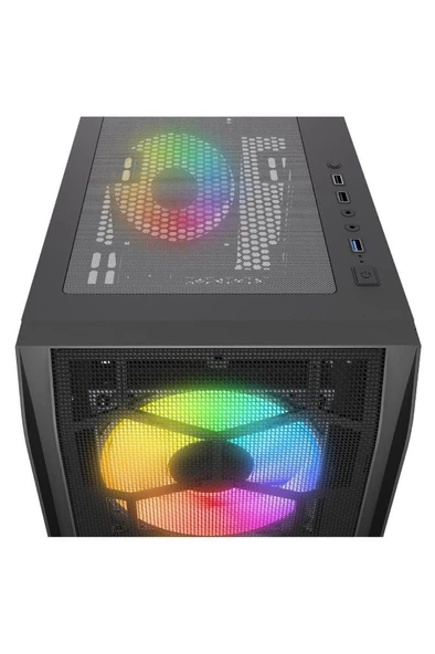 HOLLOW 650W 80+ 4*12cm ARGB Fan+Kontrolcü Temperli Camlı Mid-T Gaming Oyuncu Kasası - Resim 5