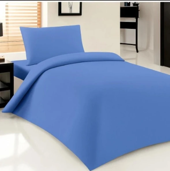 Sinada Tek Kişilik Nevresim Seti %100 Pamuk 62 Tel Kumaş Mavi ürün görseli