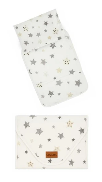 Sinada Gri Yıldız Desenli Bebek Lat Açma Minderi ürün görseli