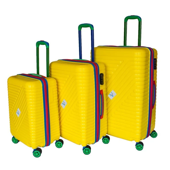 Vayomy Colors PP Line Kabin Orta Büyük Boy Sarı 3'lü Valiz Seti 2 Yıl Garantili ürün görseli