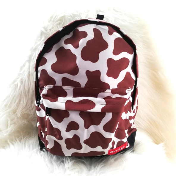 Kahverengi İnek Desenli Okul Çantası ürün görseli 1