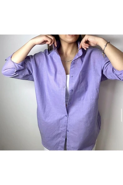 Starz Kadın Oversize Keten Gömlek (Standart Beden) ürün görseli
