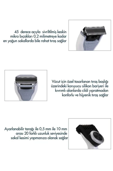 Duocut Islak Kuru Ayarlanabilir Hibrit  Saç Sakal Vücut Tıraş Makinesi - Resim 5