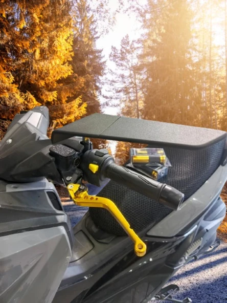 Motosiklet Gidon Ucu Cnc Kesim Mat Siyah Geniş Mavi Cam Ayna ürün görseli 1