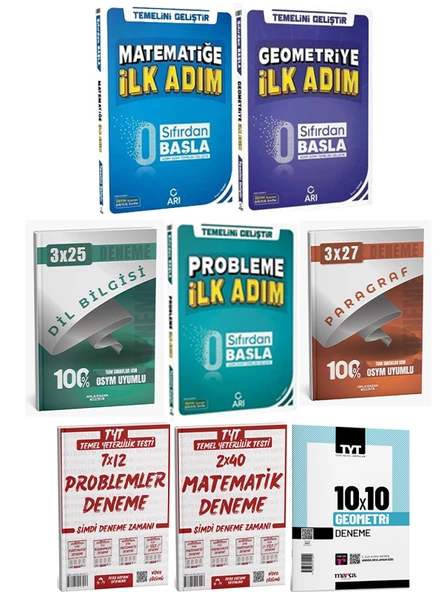 Anla Kazan + Arı 2026 Matematik+ Geometri+ Problem 0 Dan Başla + Deneme + Anla Kazan 8li Set ürün görseli 1