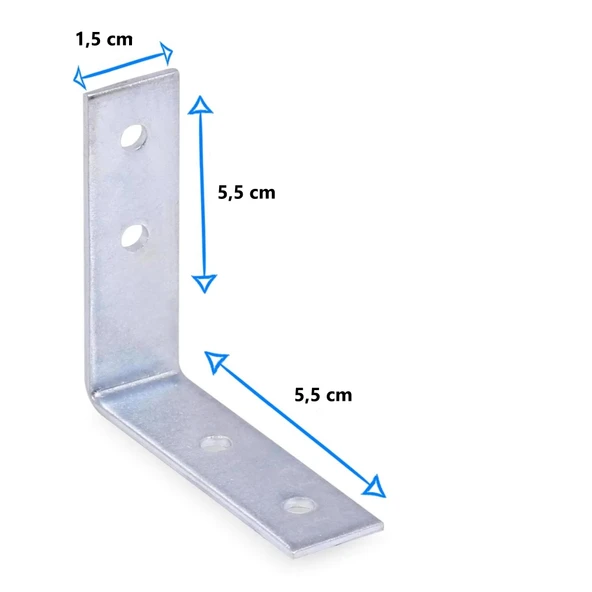 Mobilya, Dolap Yatak Duvara Sabitleme Bağlantı Aparatı L Demiri Gönye 1,5cmX5,5 cmX5,5cm(20 ADET) - Resim 2