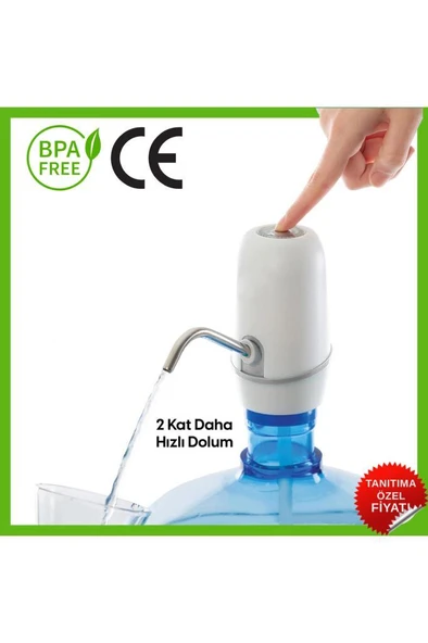 Vayomy Damacana Su Pompası 8W ÇİFT Motorlu Şarjlı Otomatik Hızlı Dolum (BPA IÇERMEZ ,CE BELGELİDİR) - Resim 2