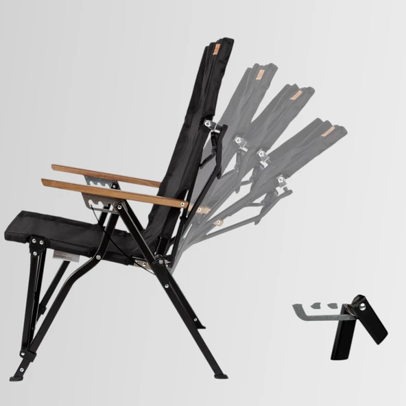 FUNKY CHAIRS Royal 4 Kademeli Katlanabilir Alüminyum Kamp Sandalyesi - Siyah - 4